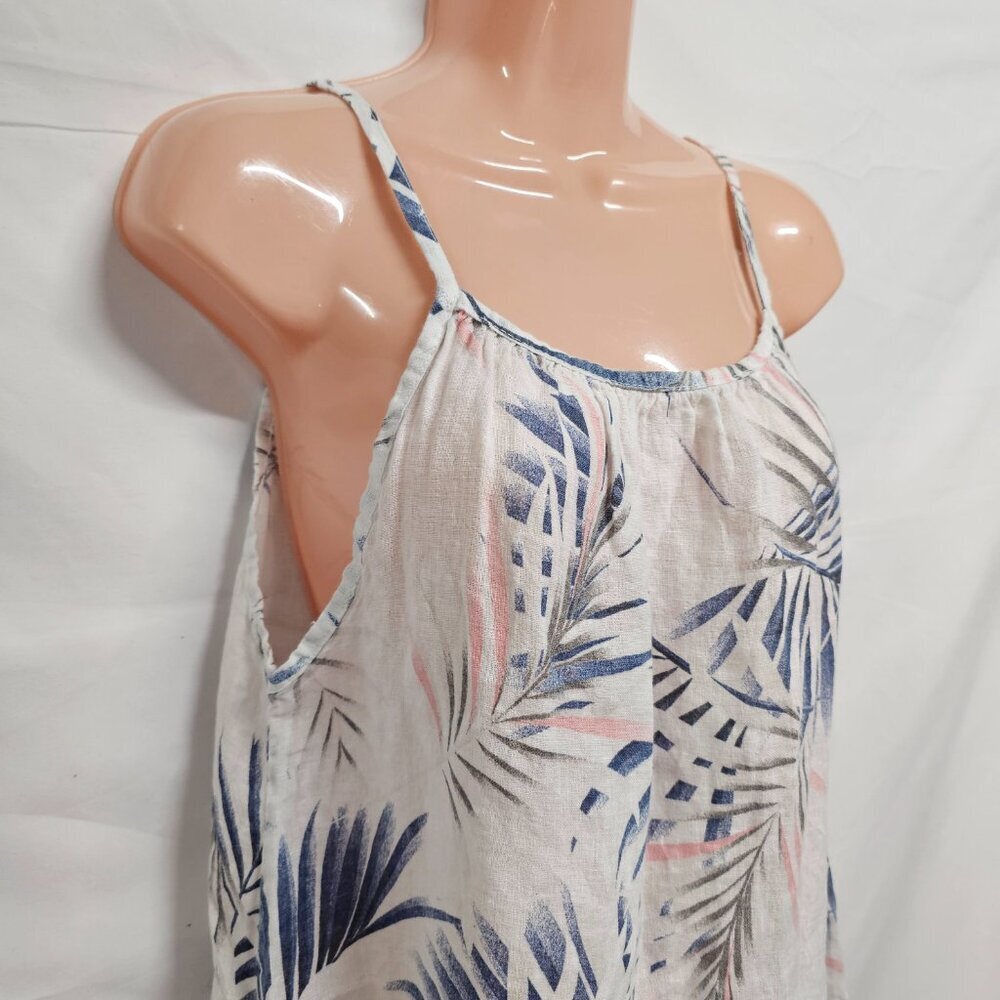 Lungo L'arno Tropical Sun Dress Women Size M White Linen - Picture 14 of 14